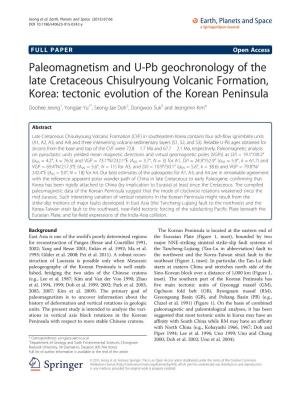Paleomagnetism and U-Pb Geochronology of the Late Cretaceous Chisulryoung Volcanic Formation, Korea