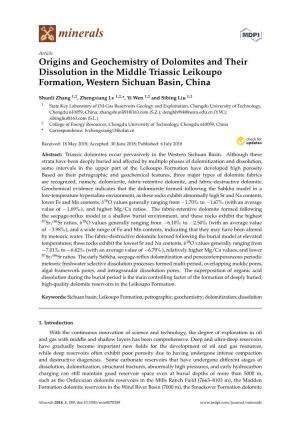 Origins and Geochemistry of Dolomites and Their Dissolution in the Middle Triassic Leikoupo Formation, Western Sichuan Basin, China