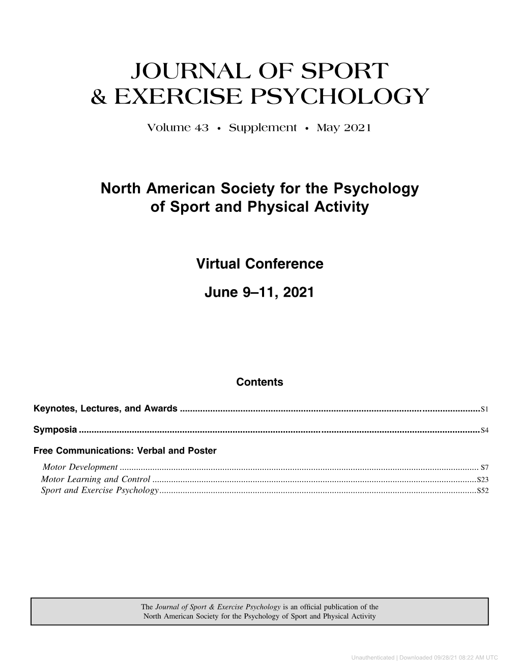Journal of Sport & Exercise Psychology