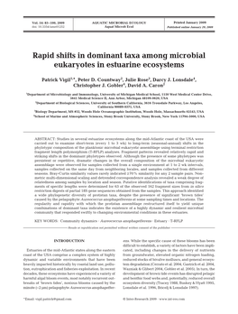 Rapid Shifts in Dominant Taxa Among Microbial Eukaryotes in Estuarine Ecosystems