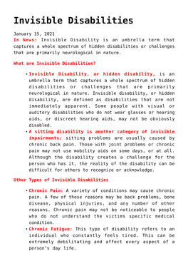 Invisible Disabilities