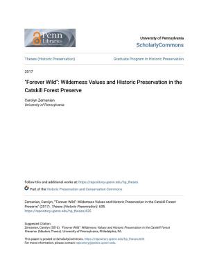 Forever Wild": Wilderness Values and Historic Preservation in the Catskill Forest Preserve