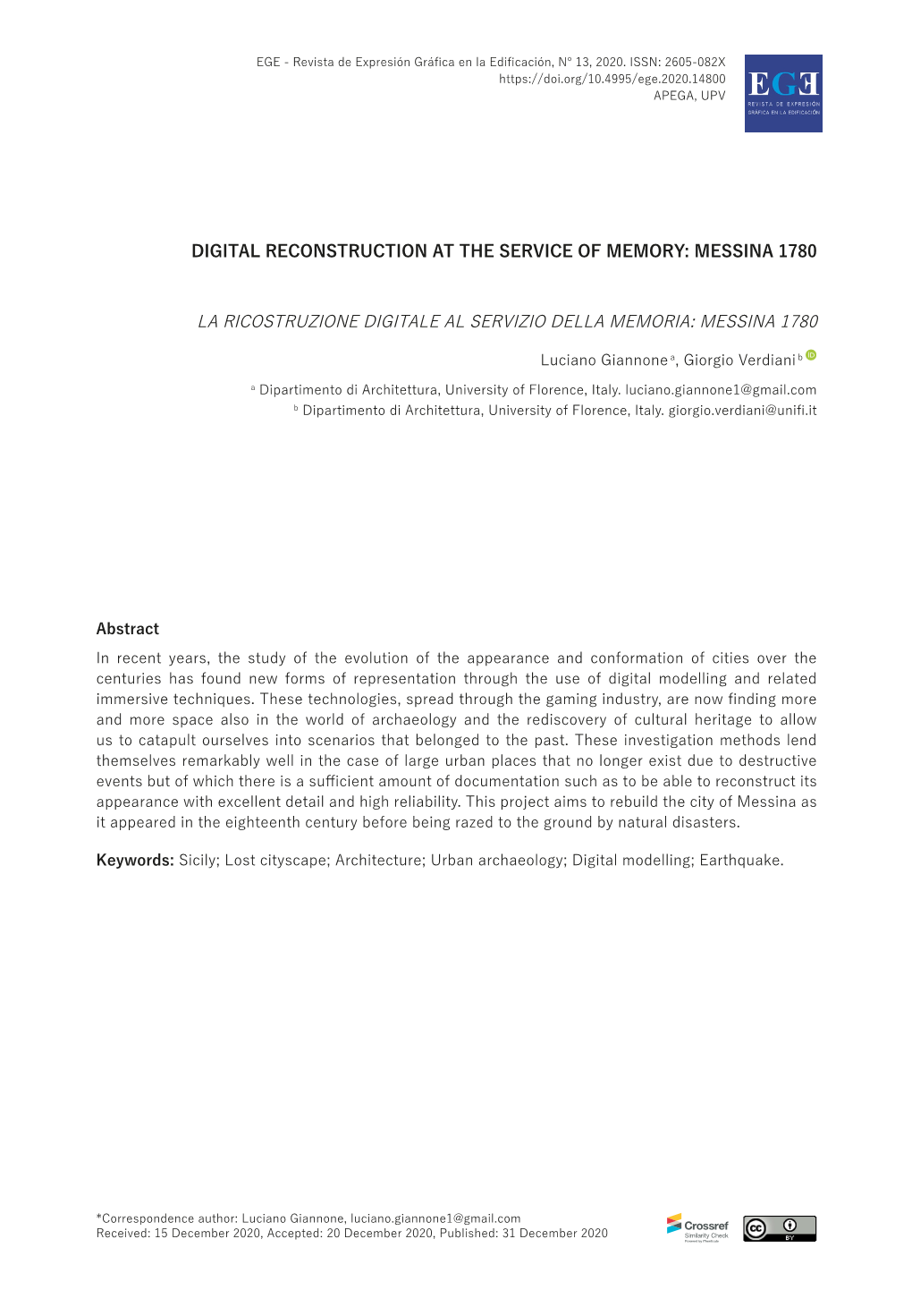 Digital Reconstruction at the Service of Memory: Messina 1780