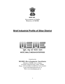 Brief Industrial Profile of Sikar District