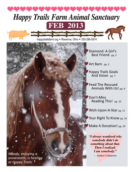 Happy Trails Farm Animal Sanctuary Newsletter FEB 2013