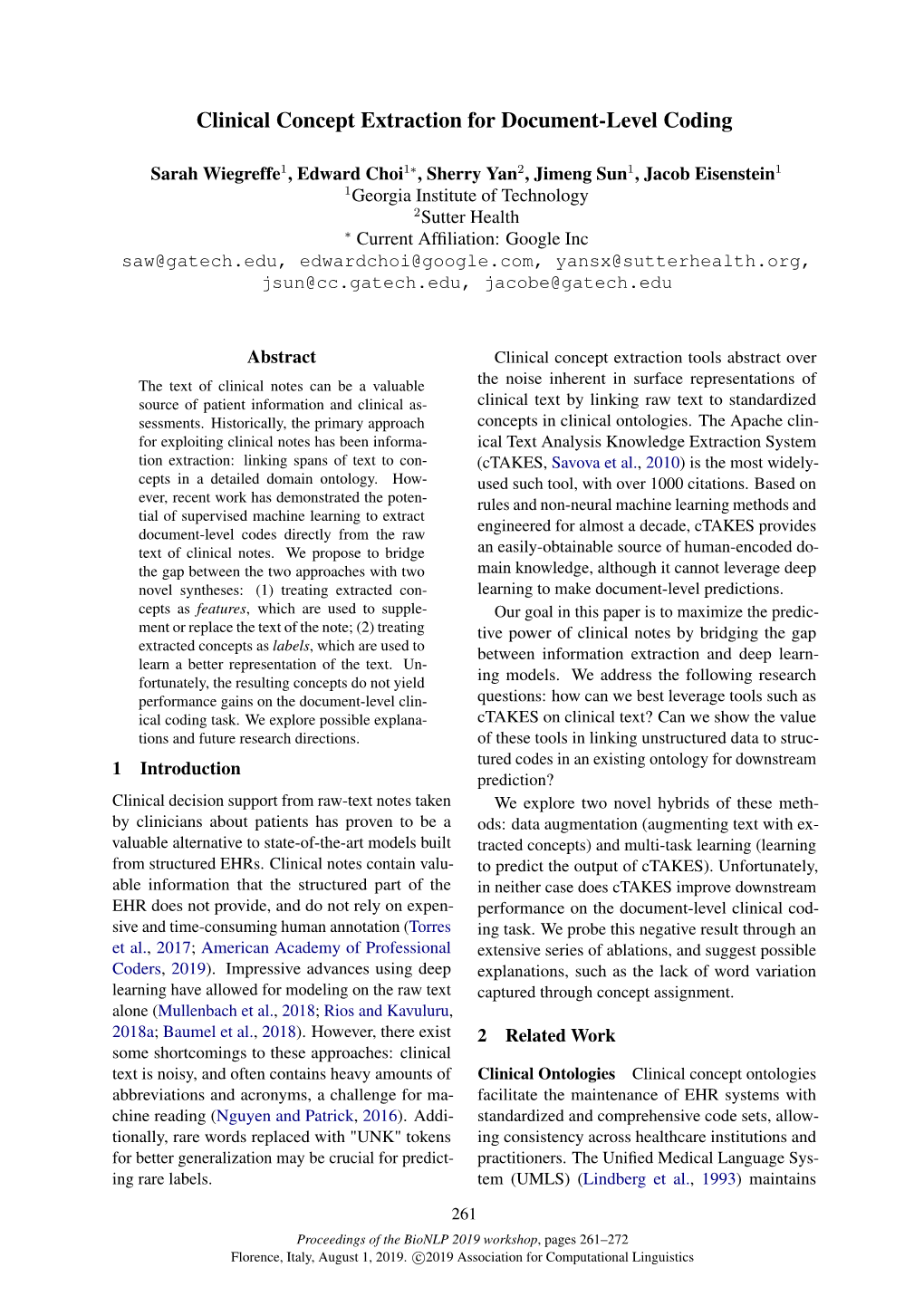 Clinical Concept Extraction for Document-Level Coding