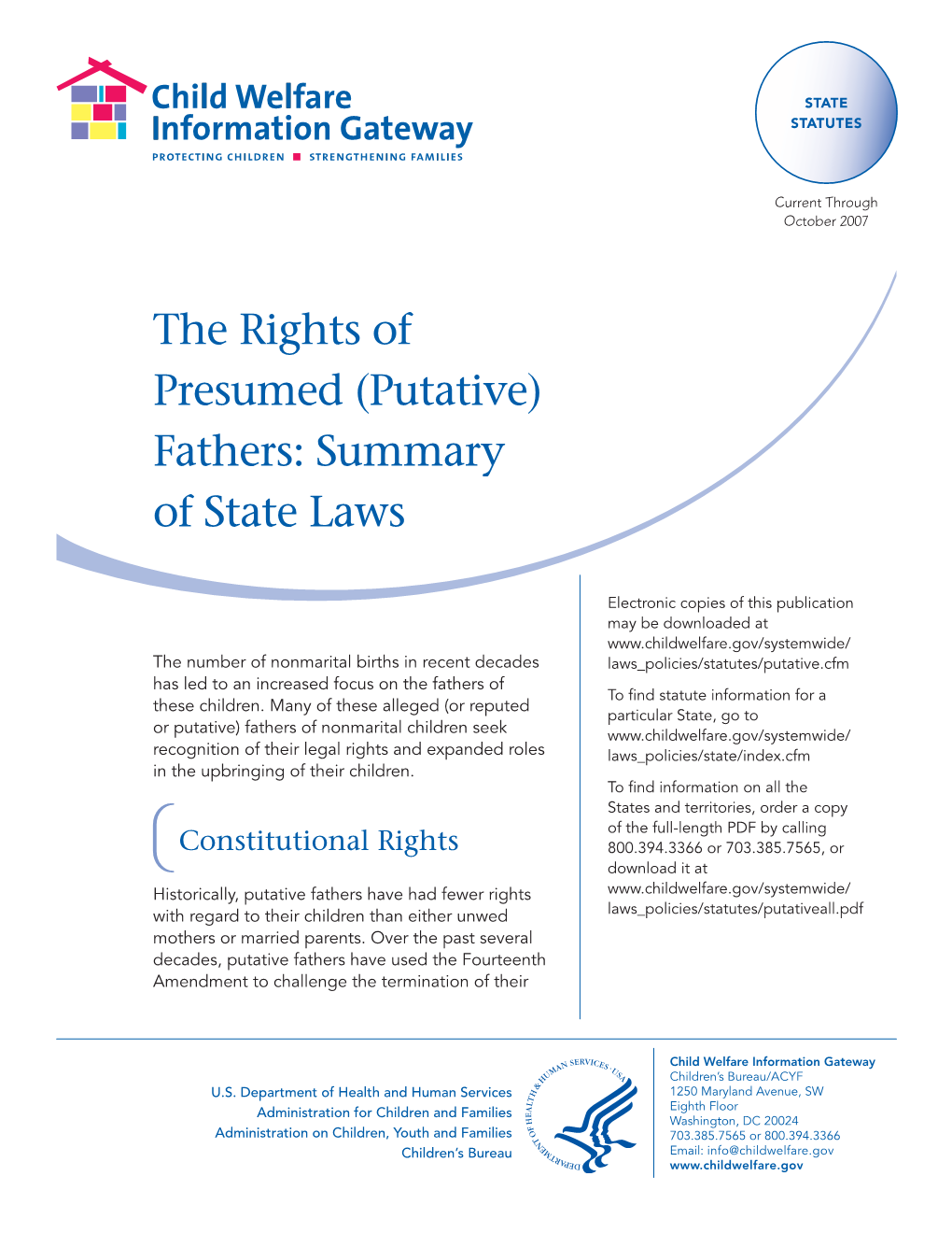 The Rights of Presumed (Putative) Fathers: Summary of State Laws