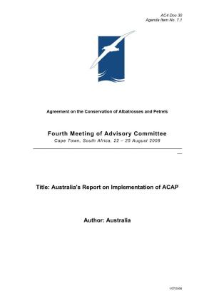 Fourth Meeting of Advisory Committee Title: Australia's Report On