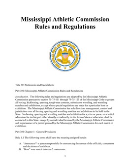 Mississippi Athletic Commission Rules and Regulations