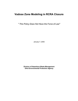 Vadose Zone Modeling in RCRA Closure