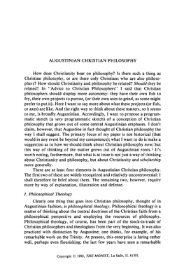 Augustinian Christian Philosophy