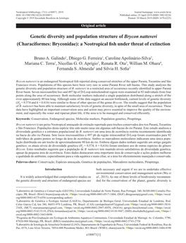 Genetic Diversity and Population Structure of Brycon Nattereri (Characiformes: Bryconidae): a Neotropical Fish Under Threat of Extinction