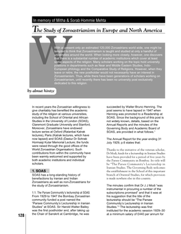 The Study of Zoroastrianism in Europe and North America