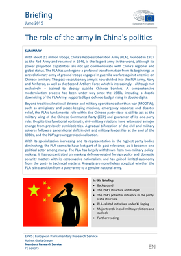 The Role of the Army in China's Politics