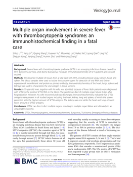 Multiple Organ Involvement in Severe Fever With