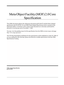 Meta Object Facility (MOF) 2.0 Core Specification