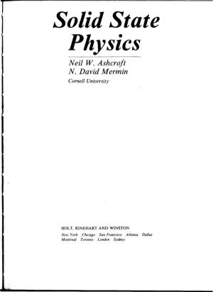 Solid State Physics Neil W
