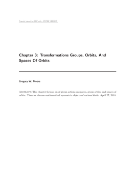 Chapter 3: Transformations Groups, Orbits, and Spaces of Orbits
