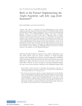 Implementing the Anglo-Argentine Th July Joint Statement