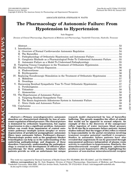 The Pharmacology of Autonomic Failure: from Hypotension to Hypertension