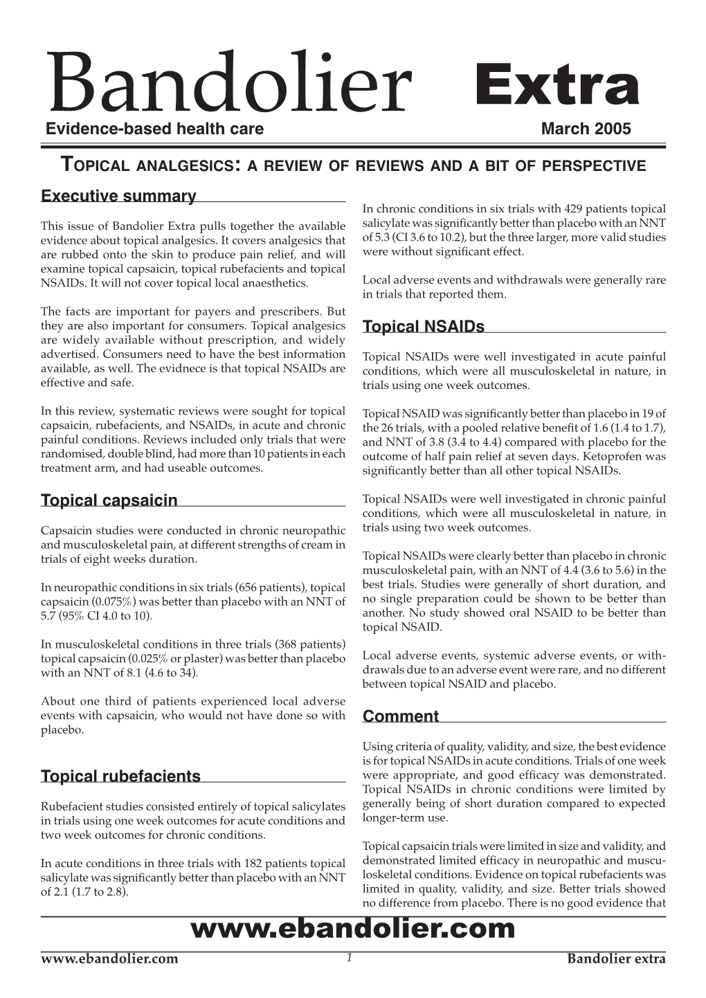 Topical Analgesics