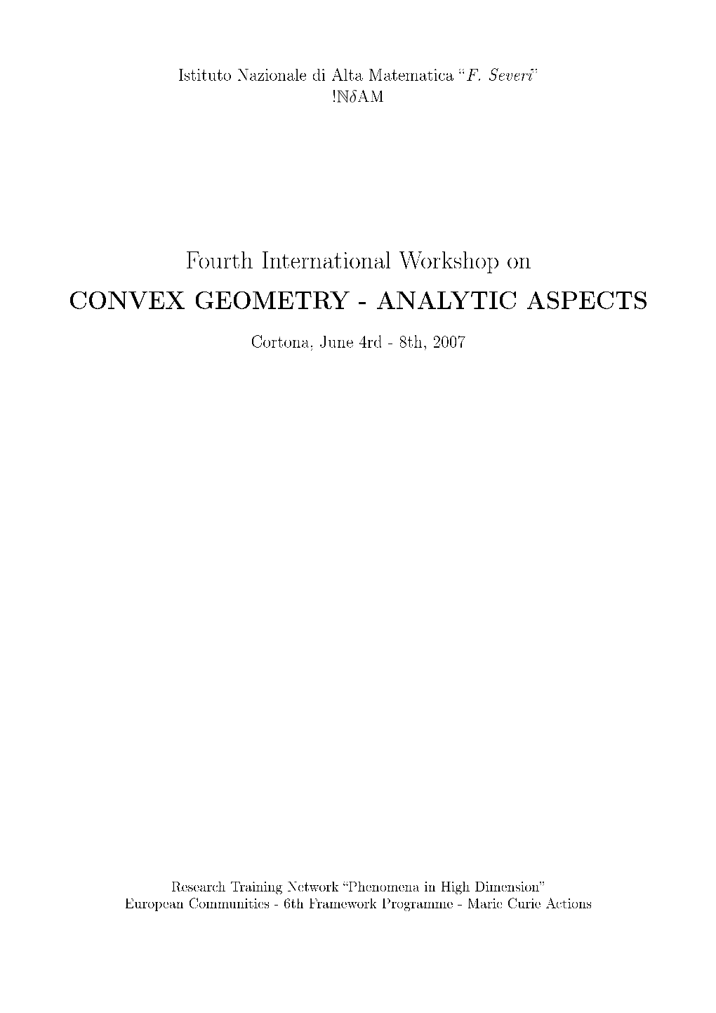 Convex Geometry - Analytic Aspects