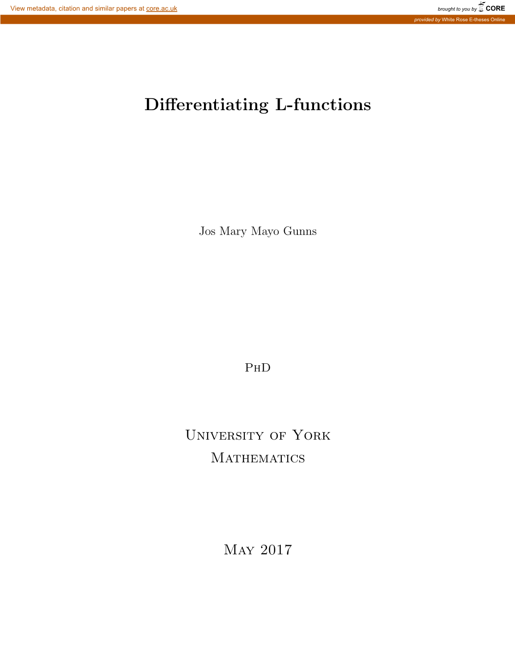 Differentiating L-Functions