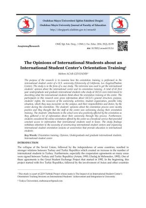 The Opinions of International Students About an International Student Center’S Orientation Trainingi