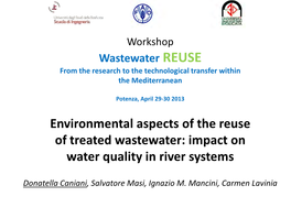 Environmental Aspects of the Reuse of Treated Wastewater: Impact on Water Quality in River Systems