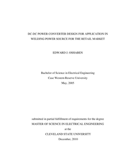 Dc-Dc Power Converter Design for Application in Welding Power Source for the Retail Market