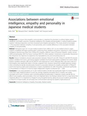 Associations Between Emotional Intelligence, Empathy And
