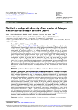 Distribution and Genetic Diversity of Two Species of Pelasgus Minnows (Leuciscidae) in Southern Greece