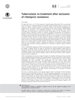 Tuberculosis Re-Treatment After Exclusion of Rifampicin Resistance