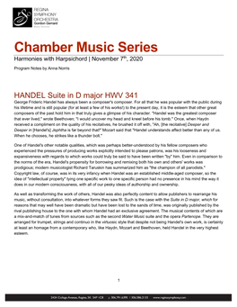 November 2020 Chamber Music Series I