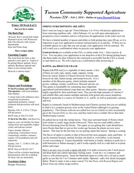 Tucson Community Supported Agriculture Newsletter 224 ~ Feb 1, 2010 ~ Online At