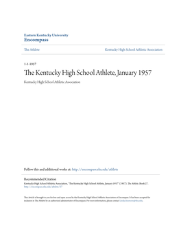 The Kentucky High School Athlete, January 1957 Kentucky High School Athletic Association