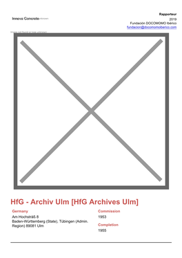 Hfg - Archiv Ulm [Hfg Archives Ulm]