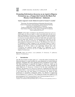 Promoting Dolichoderus Thoracicus As an Agent to Disperse Trichoderma Sp., a Fungus That Controls the Black Pod Disease, Central Sulawesi – Indonesia