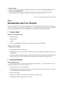 Introduction and User Security