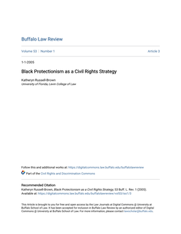 Black Protectionism As a Civil Rights Strategy