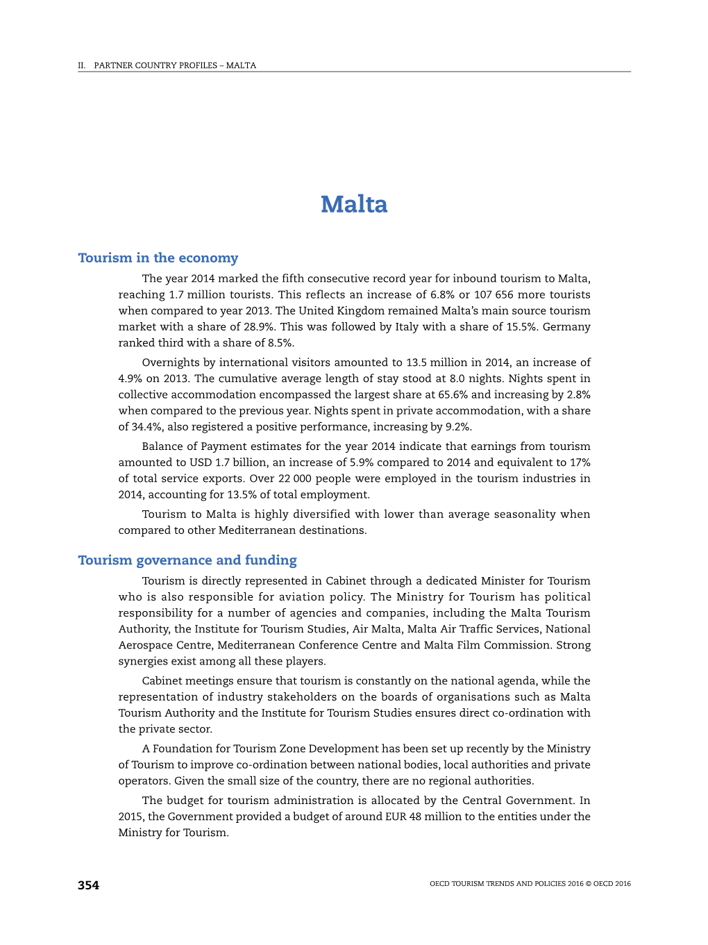 Tourism in the Economy Tourism Governance and Funding