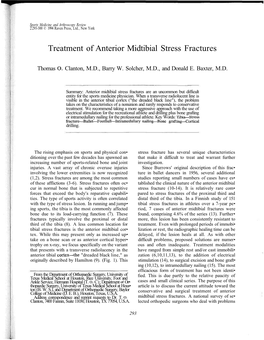 Treatment of Anterior Midtibial Stress Fractures