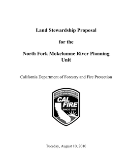 Land Stewardship Proposal from the California Department of Forestry