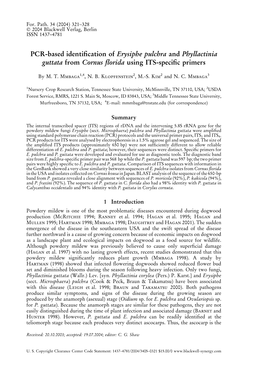 PCR-Based Identification of Erysiphe Pulchra and Phyllactinia Guttata from Cornus Florida Using ITS-Specific Primers