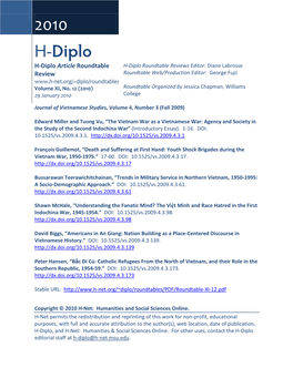 H-Diplo Roundtable, Vol. XI, No. 12