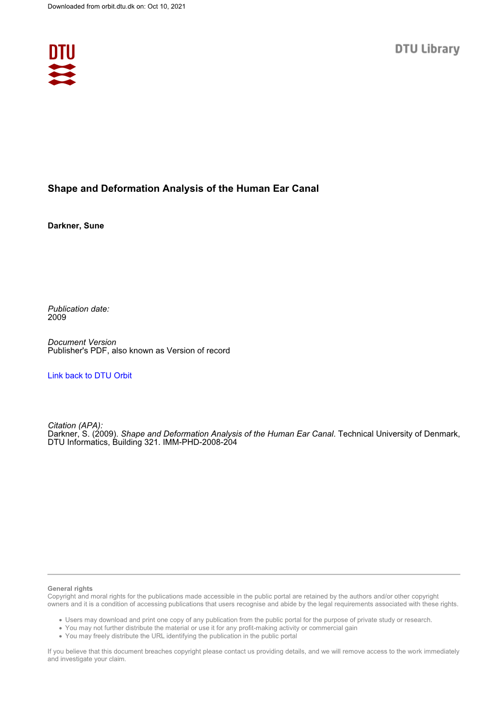 Shape and Deformation Analysis of the Human Ear Canal