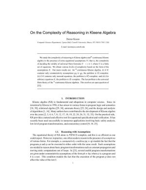 On the Complexity of Reasoning in Kleene Algebra