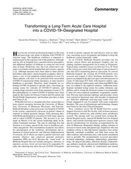 Transforming a Long-Term Acute Care Hospital Into a COVID-19–Designated Hospital