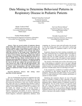 Data Mining to Determine Behavioral Patterns in Respiratory Disease in Pediatric Patients