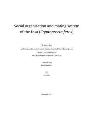 Social Organisation and Mating System of the Fosa (Cryptoprocta Ferox)